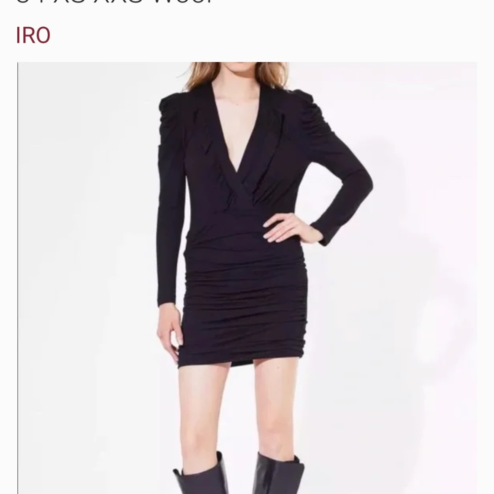 IRO Black Mini Dress Puffed Long Sleeve-worn once p